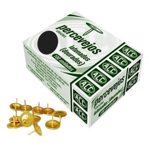 Percevejo Latonado Dourado N4 ACC Caixa com 100 unidades