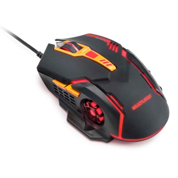 Mouse Gamer Multilaser 2400 DPI Preto e Laranja