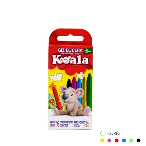 Giz de Cera Curto 6 Cores 24G Koala