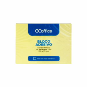 Bloco Adesivo 75x100mm Amarelo C/100 FL Go Office