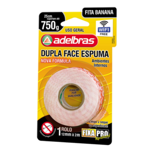 Fita Adesiva Dupla Face Espuma (Banana) 12mmx2m Adelbras