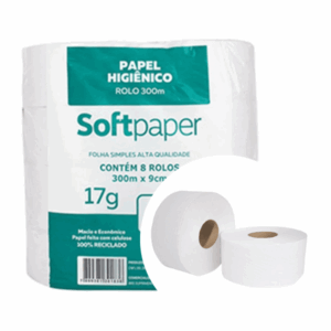 Papel Higiênico Rolo 300m Softpaper Eco PCT C/8 UN