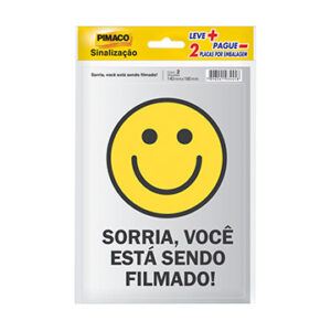 Placa Sinalização Sorria Você Está Sendo Filmado 14x19cm Pimaco 2UN