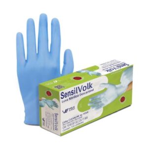 Luva Nitrílica Volk Descartável SensiSoft Azul EG CX 100UN