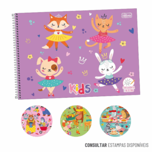 Caderno de Desenho Espiral Capa Dura Sapeca Feminino 96 Folhas