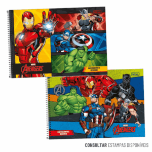 Caderno de Desenho Espiral Capa Dura Avengers 80 Folhas