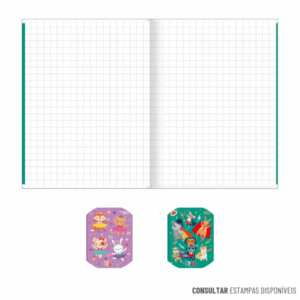 Caderno Quadriculado Brochura 1/4 1x1cm Capa Flexível Sapeca 40 Folhas