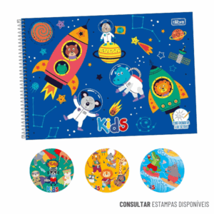 Caderno de Desenho Espiral Capa Dura Sapeca Masculino 96 Folhas