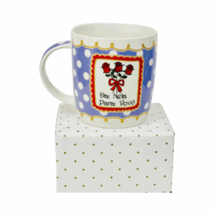 Caneca Porcelana Neta para Vó Coleção Ramalhete + Caixa