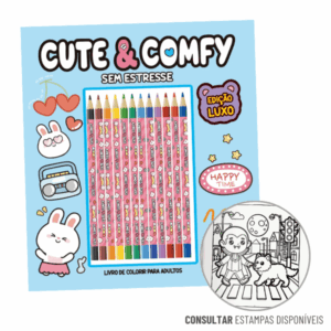 Livro de Colorir Bobbie Goods Comfy e Cozy Edição Luxo com 12 Lápis de Cor