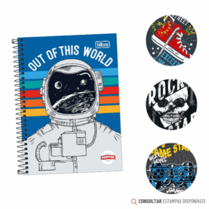 Caderno Espiral 1/4 Capa Dura Pepper Masculino 80 Folhas