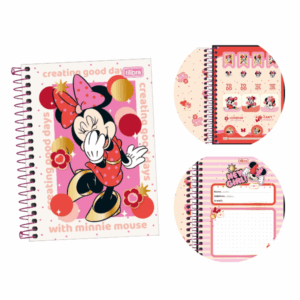 Caderneta Espiral 1/8 Capa Dura Minnie 80 Folhas