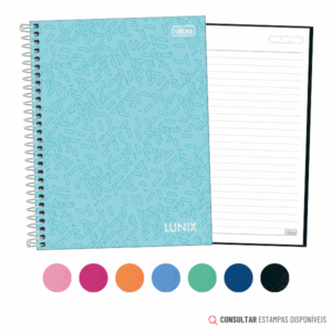 Caderno Colegial 10 Matérias Capa Dura Lunix 160 Folhas