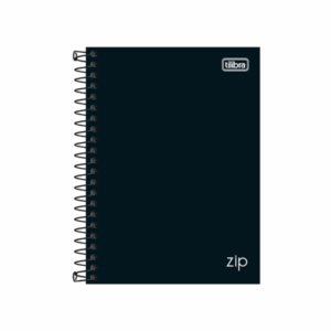 Caderneta Espiral 1/8 Capa Dura Zip Preto 80 Folhas