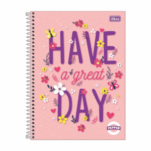 Caderno Universitário 16 Matérias Capa Dura Pepper Feminino 256 Folhas