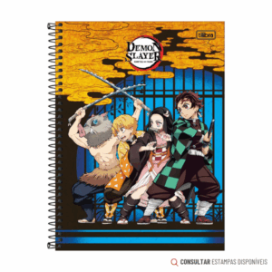 Caderno Universitário 1 Matéria Capa Dura Demon Slayer 80 Folhas