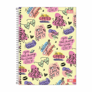 Caderno Universitário 12 Matérias Capa Dura Hit Feminino 192 Folhas