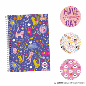 Caderno Espiral 1/4 Capa Dura Pepper Feminino 80 Folhas