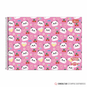 Caderno de Desenho Espiral Capa Dura Pepper Feminino 80 Folhas