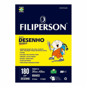 Papel Criativo A3 Branco 180G Bloco 20 Folhas Filiperson