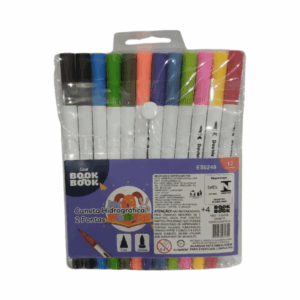 Canetinha Hidrocor 12 Cores Brush Ponta Dupla Book & Book