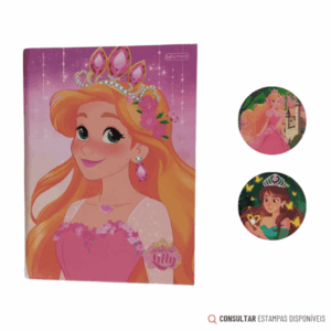 Caderno Brochura Universitário Capa Dura Princesa Lilly 96 Folhas