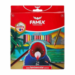 Lápis de Cor 24 Cores Hexagonal Famix