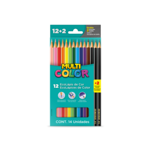 Lápis de Cor 12 Cores Multicolor + 2 Lápis Preto Faber-Castell