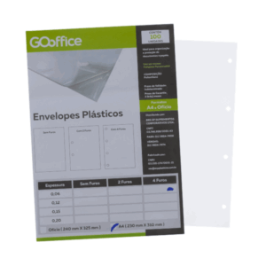 Envelope Plástico Fino A4 4 Furos com 100 unid Go Office