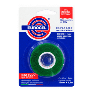 Fita Adesiva Dupla Face Fixa Tudo 12mmx1,5m Eurocel